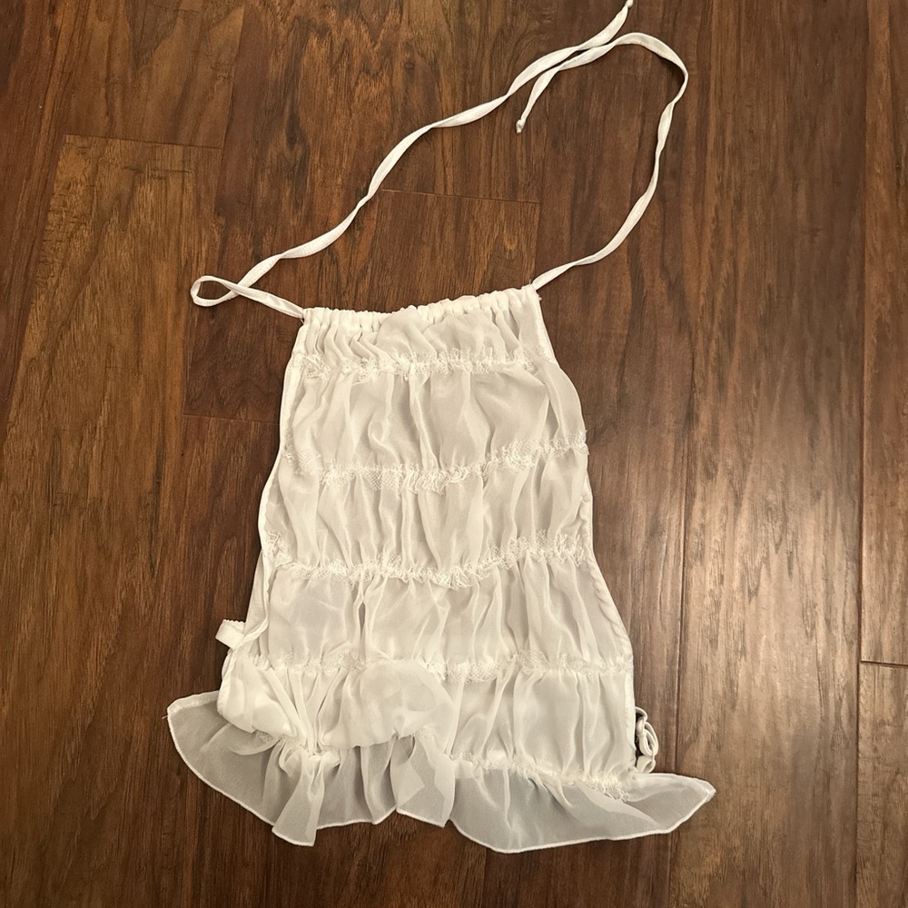 Open back White Ruffled Halter Top